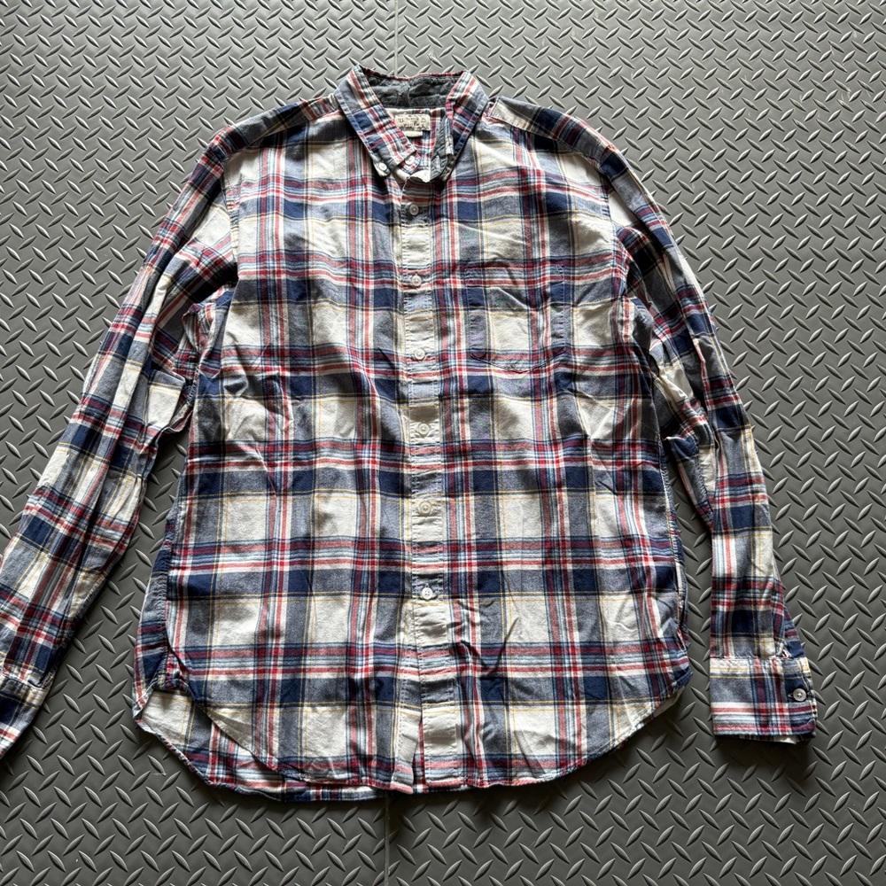 J. Crew Men's Casual Plaid Shirt - Navy, Red, White